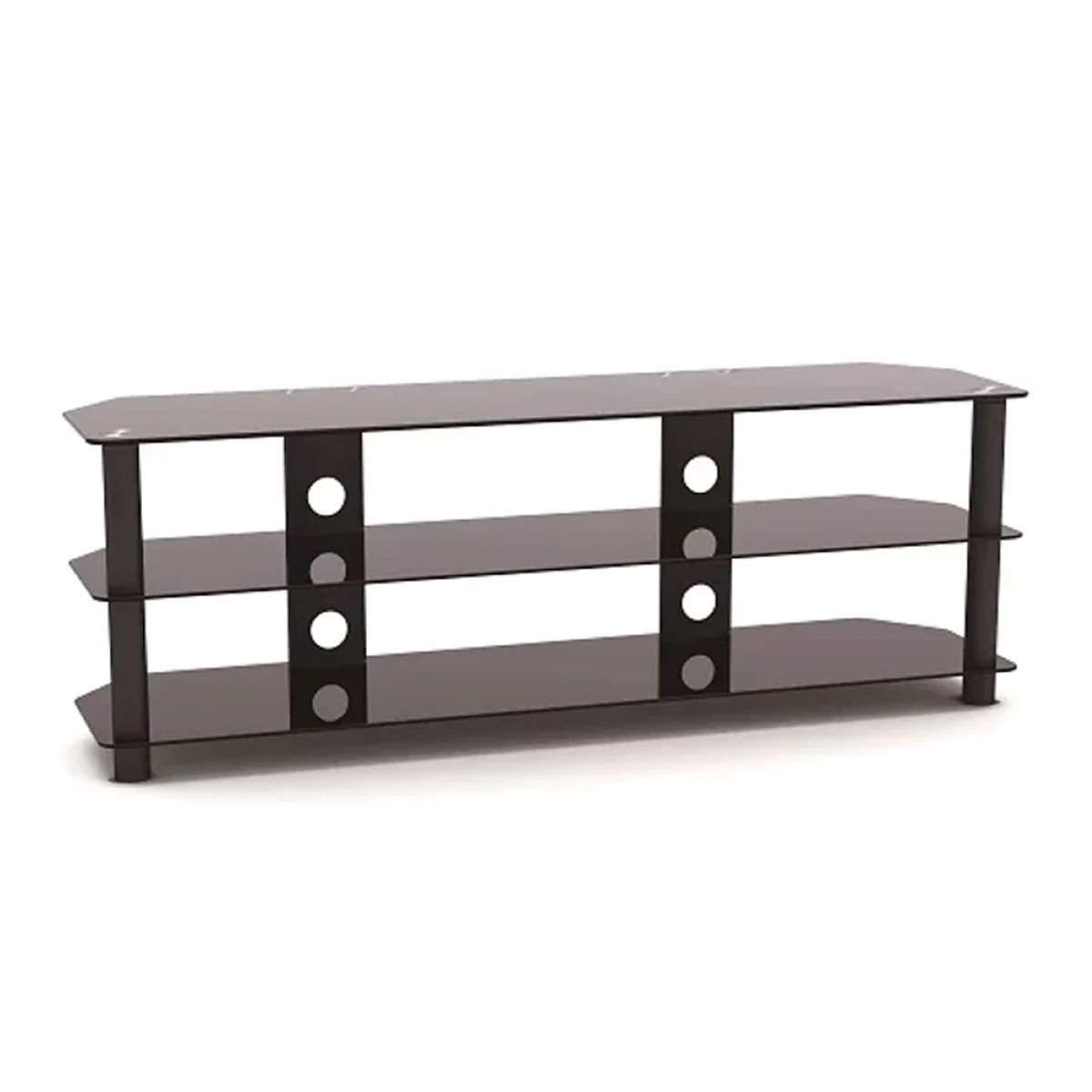 3-Tier Corner-Notched Glass Media Console (Large)  TV Stand